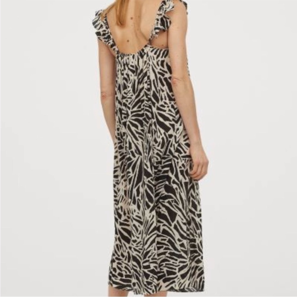 H&M flounce trimmed dress, large, flutter sleeve, beach, tropical, Hawaiian